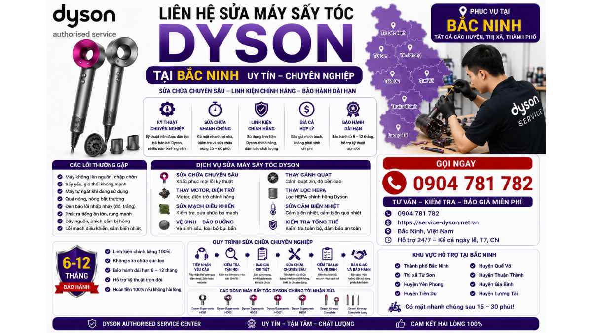 Liên Hệ Sửa Máy Sấy Tóc Dyson Tại Bắc Ninh