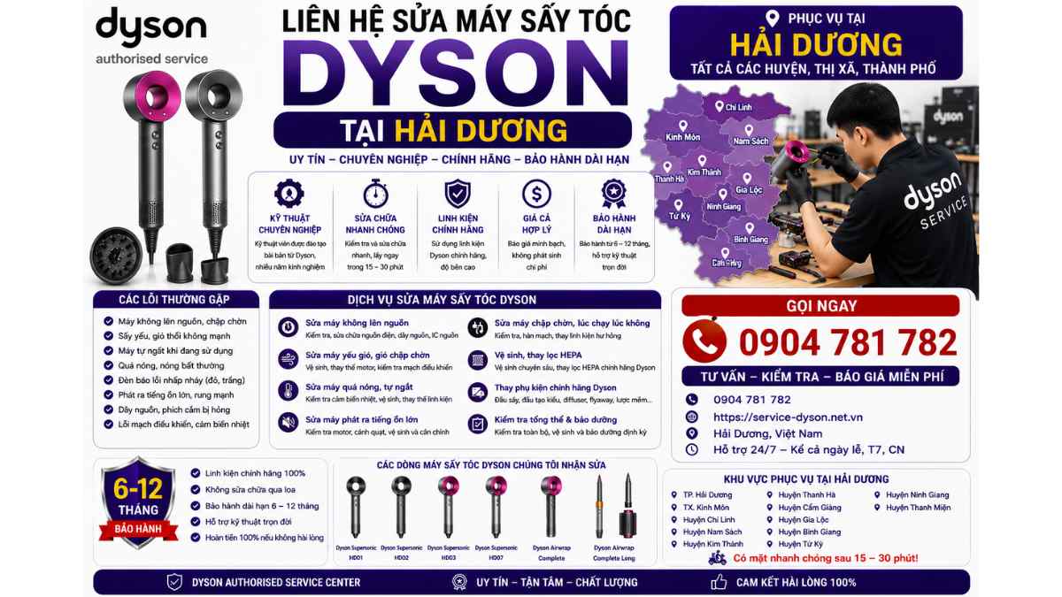Liên Hệ Sửa Máy Sấy Tóc Dyson Tại Hải Dương