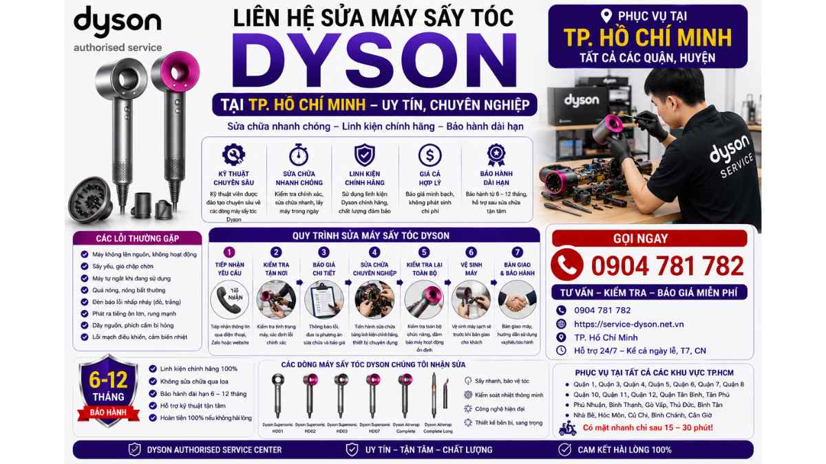 Liên Hệ Sửa Máy Sấy Tóc Dyson Tại TP Hồ Chí Minh