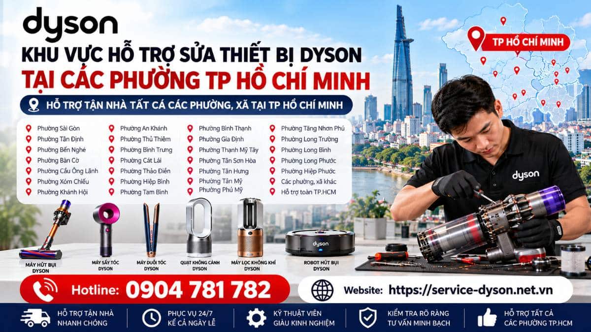 Khu Vực Hỗ Trợ Sửa Thiết Bị Dyson Tại Các Phường TP Hồ Chí Minh Hotline 0904 781 782 - Website httpsservice-dyson.net.vn