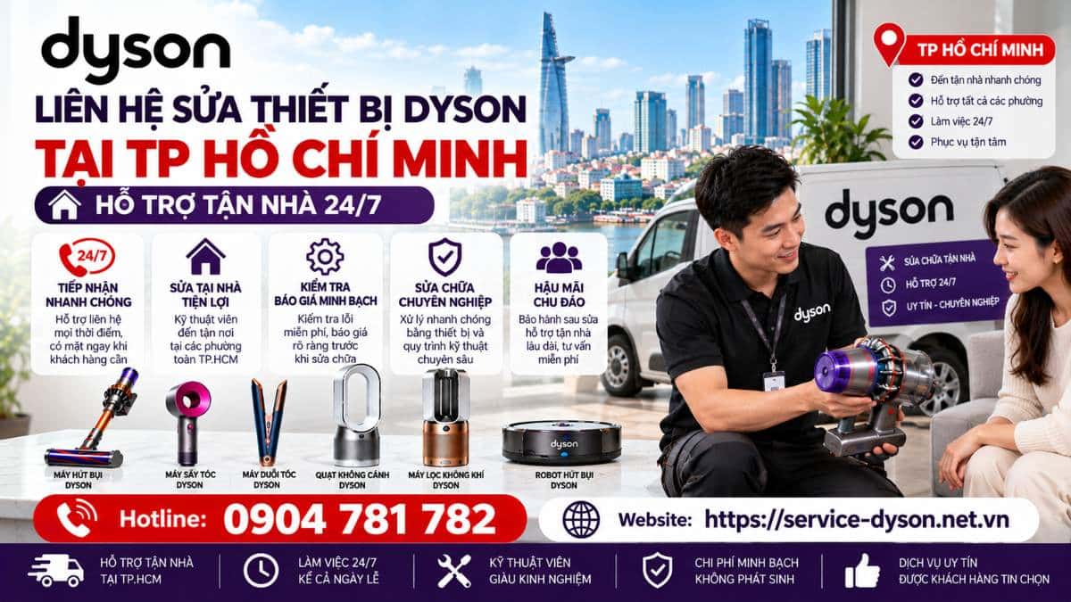 Liên Hệ Sửa Thiết Bị Dyson Tại TP Hồ Chí Minh – Hỗ Trợ Tận Nhà 247 Hotline 0904 781 782 - Website httpsservice-dyson.net.vn
