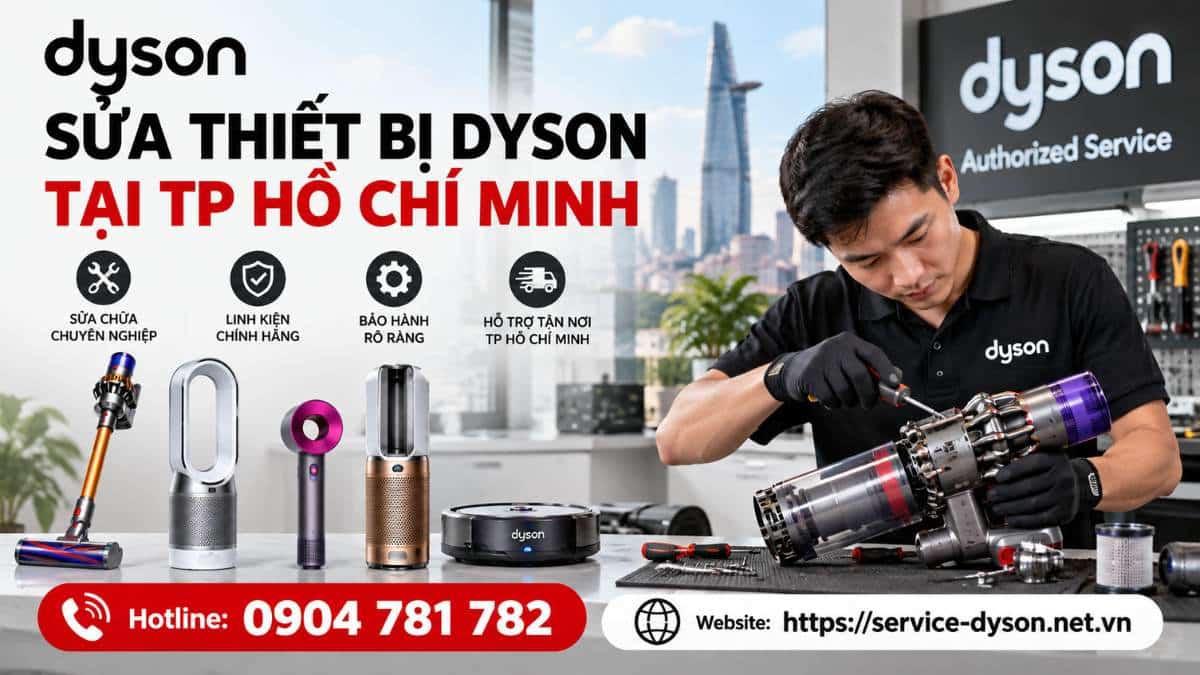 Sửa thiết bị Dyson tại TP Hồ Chí Minh, hỗ trợ sửa máy hút bụi, máy sấy tóc, máy lọc không khí Dyson tận nhà.